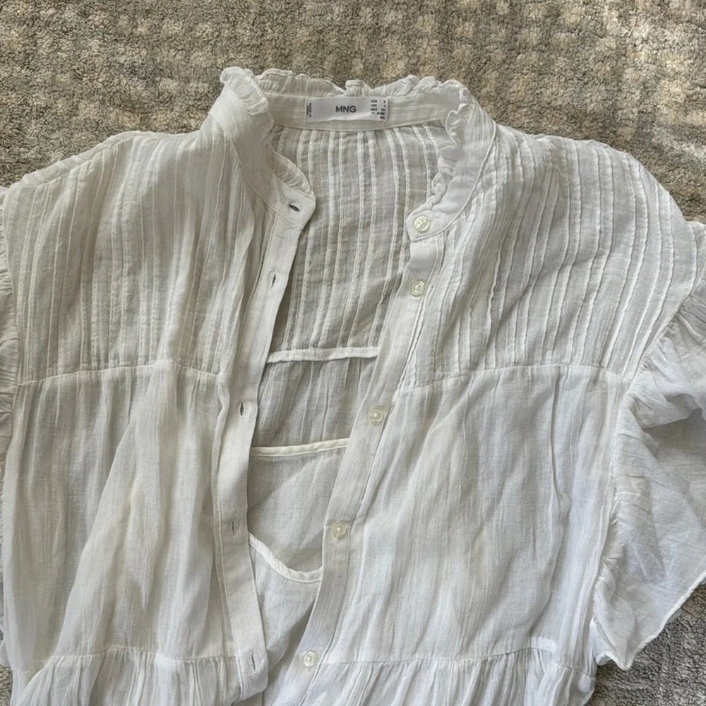mango White Ruffled Button-Up Dress - Picture 2 of 2